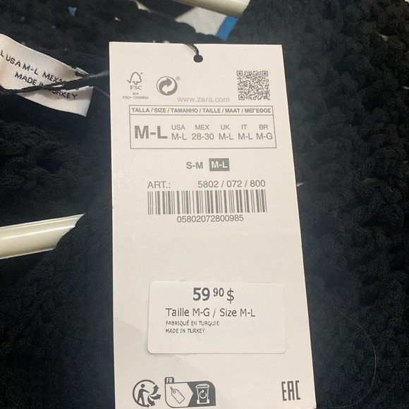 Zara size L medium large fringe crochet sweater - Picture 4 of 4